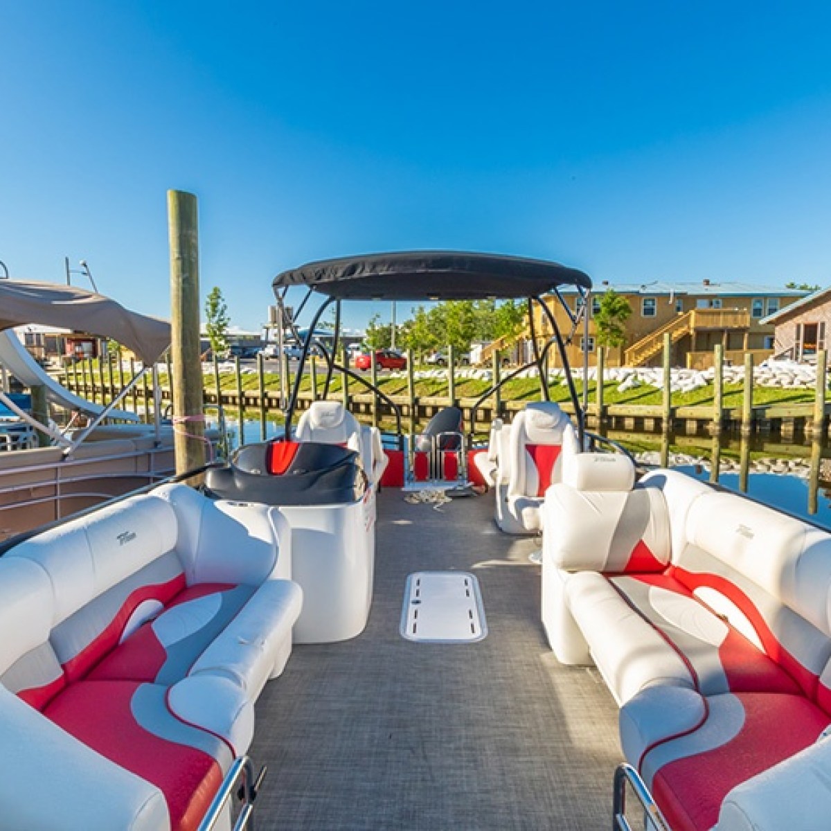 a boat sitting on top of a bed