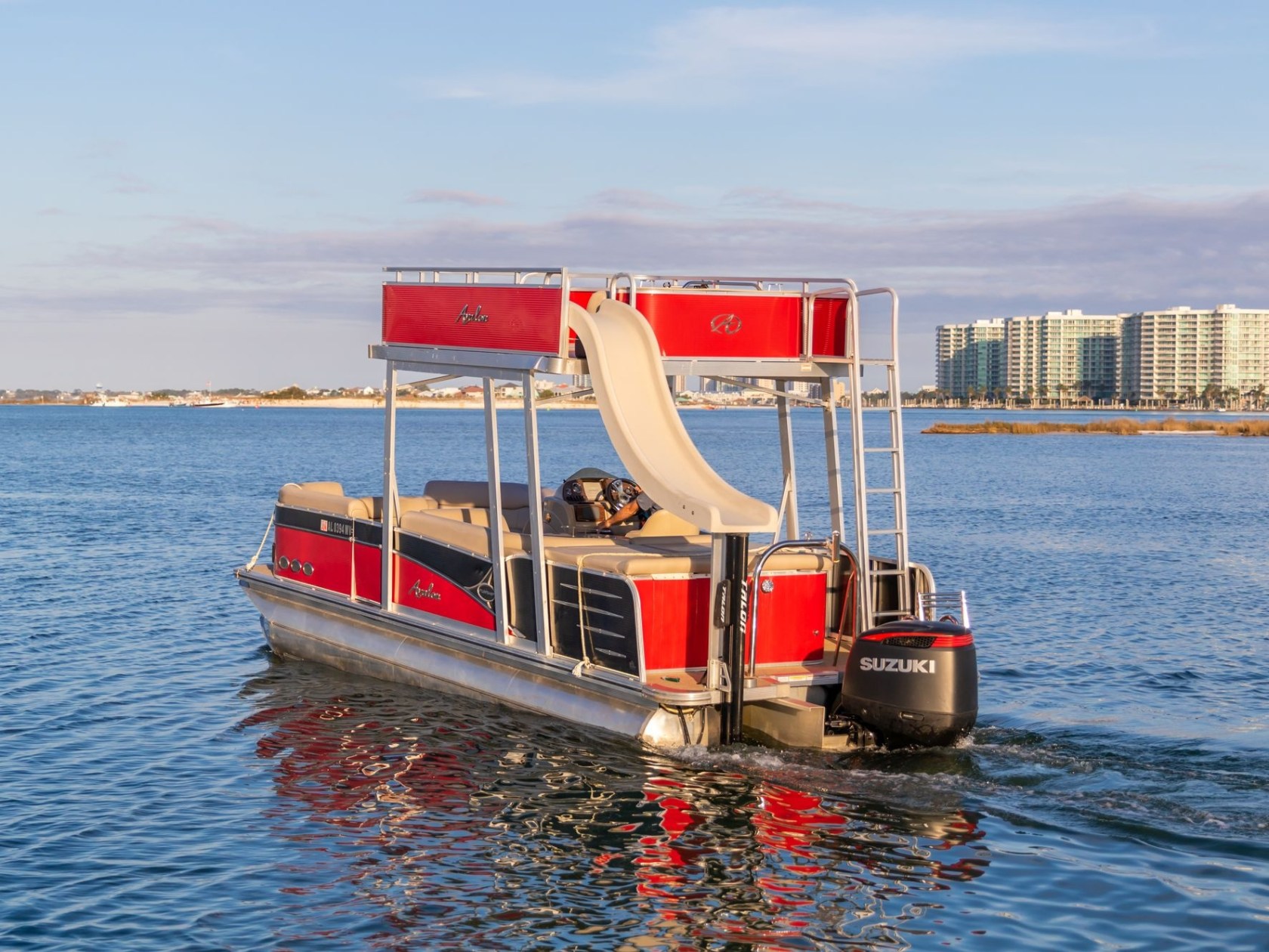a small boat in a large body of water