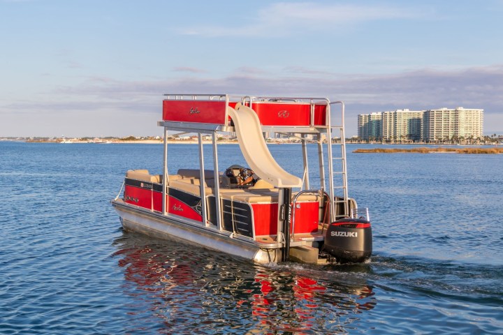 a small boat in a large body of water
