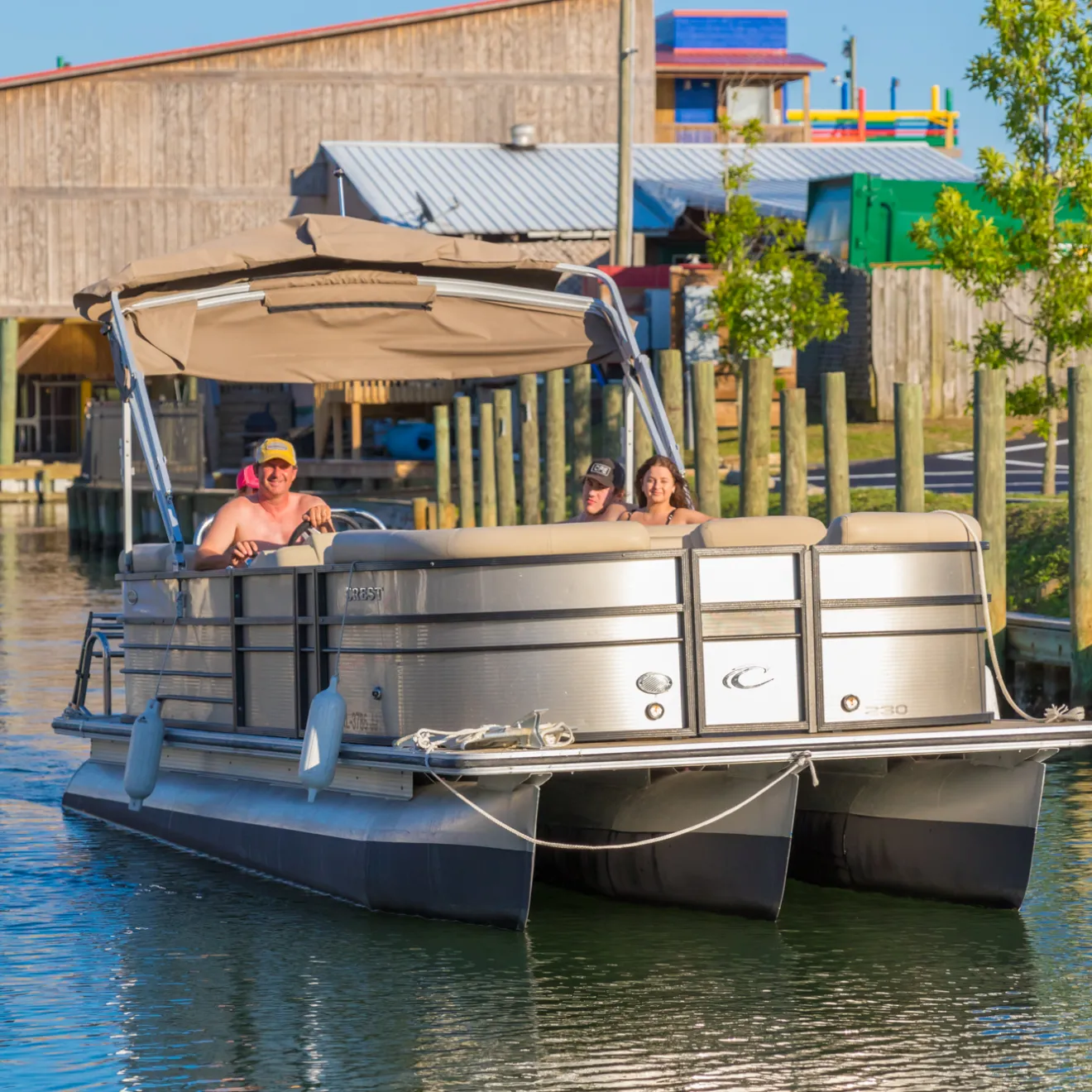 a small boat in a harbor